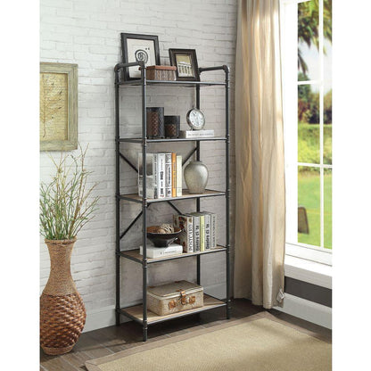 Itzel Bookshelf in Antique Oak & Sandy Gray