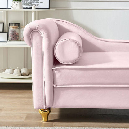 Modern Upholstery Chaise Lounge Chair with Storage Velvet (Pink)