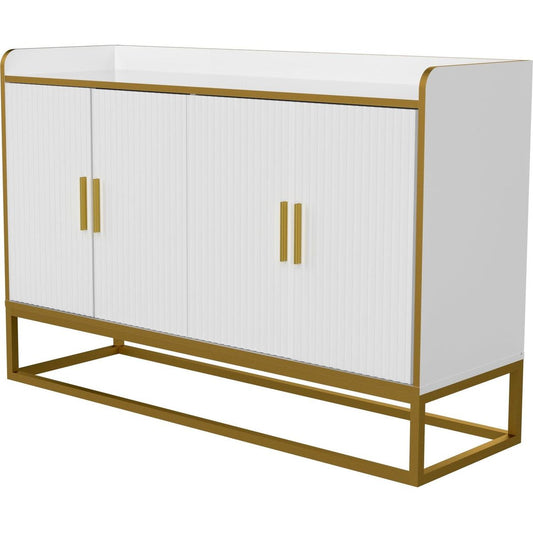 Modern Kitchen Buffet Storage Cabinet Cupboard White Gloss with Metal Legs for living room Kitchen