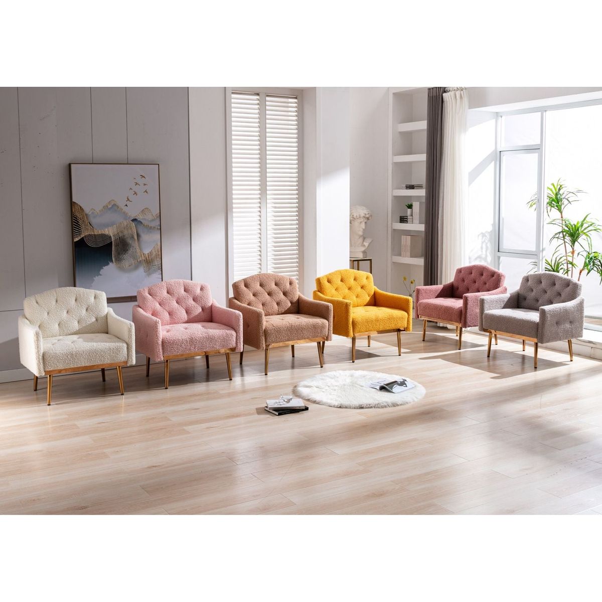 Accent Chair, leisure single sofa with Rose Golden feet