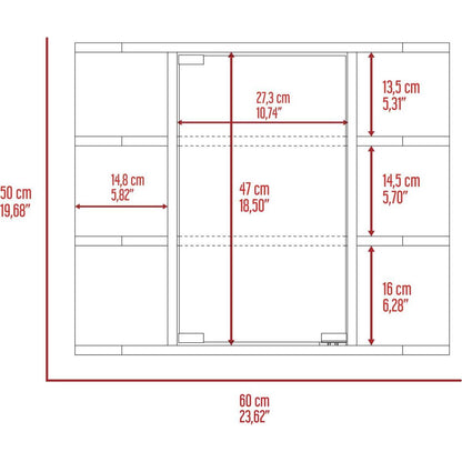 Milan Medicine Cabinet, Six External Shelves Mirror, Three Internal Shelves -White