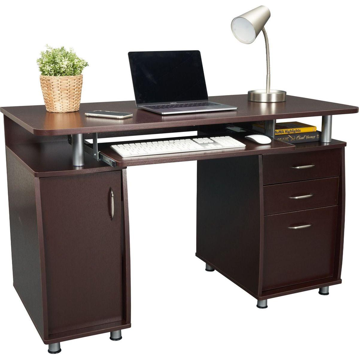 Complete Workstation Computer Desk with Storage, Chocolate