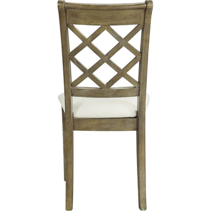 Karsen SIDE CHAIR (SET-2) Beige Linen & Rustic Oak Finish