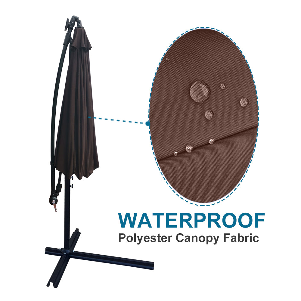 10 ft Outdoor Patio Umbrella Solar Powered LED Lighted Sun Shade Market Waterproof 8 Ribs Umbrella with Crank and Base for Garden Deck Backyard Pool - Streamdale Furniture
