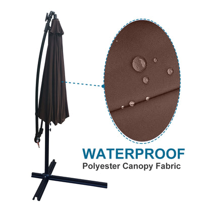 10 ft Outdoor Patio Umbrella Solar Powered LED Lighted Sun Shade Market Waterproof 8 Ribs Umbrella with Crank and Base for Garden Deck Backyard Pool - Streamdale Furniture