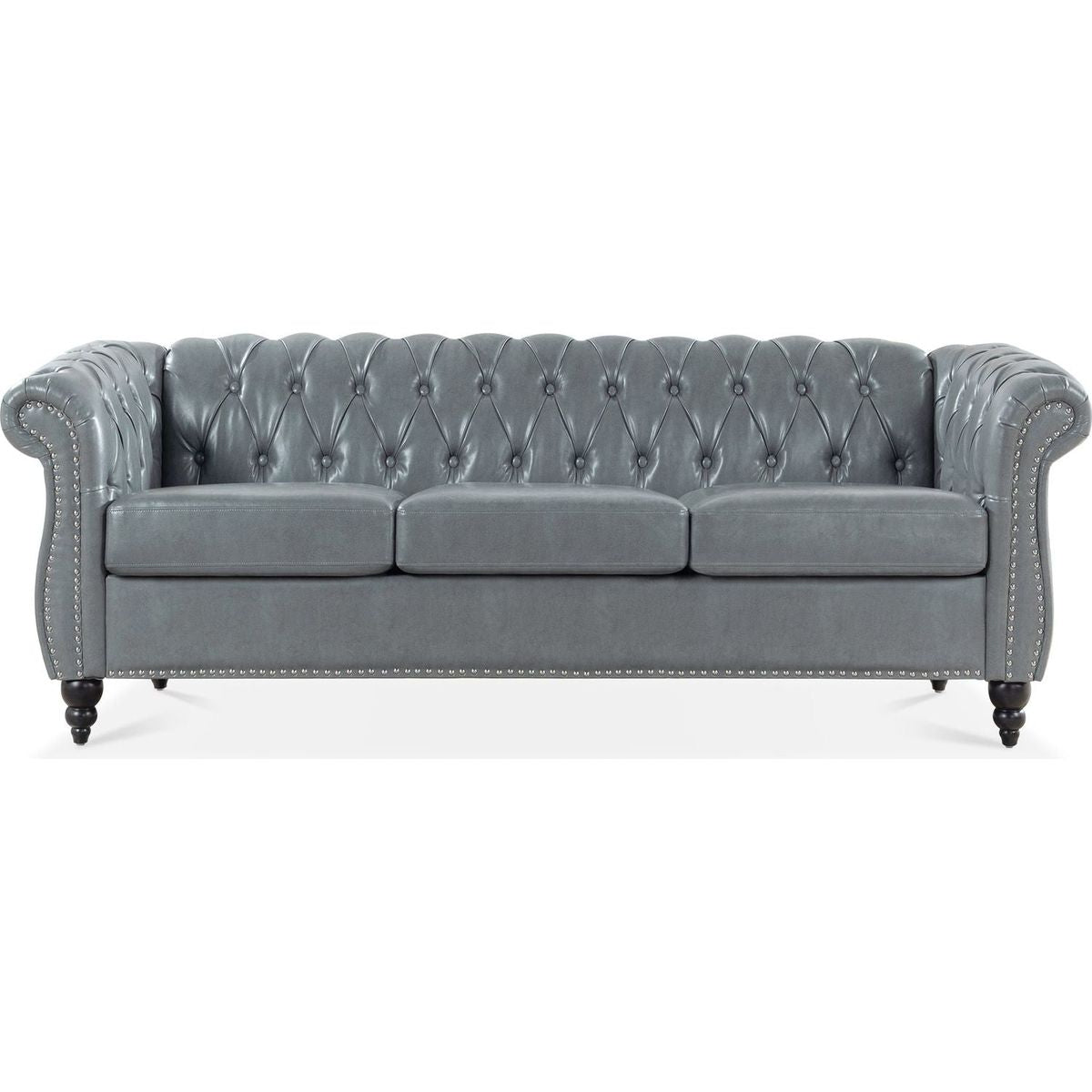 84.65" Rolled Arm Chesterfield 3 Seater Sofa.