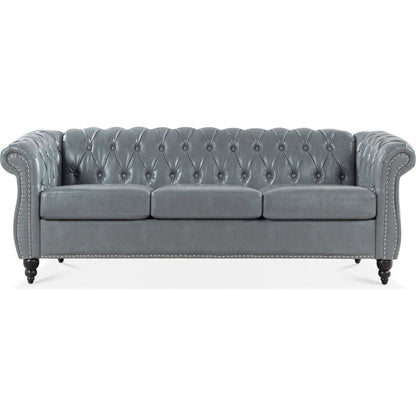 84.65" Rolled Arm Chesterfield 3 Seater Sofa.