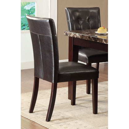 Button-Tufted Side Chairs Set of 2pc Wood Frame Espresso Finish Dining Furniture