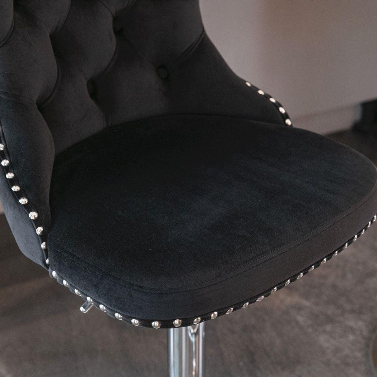 Swivel Velvet Barstools Adjusatble Seat Height from 25-33 Inch, Modern Upholstered Chrome base Bar Stools with Backs Comfortable Tufted for Home Pub and Kitchen Islandlack, Set of 2) - Streamdale Furniture