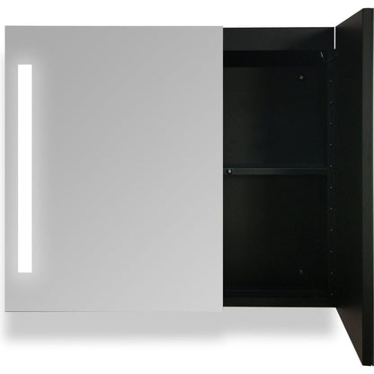 30x26 inch Black LED Mirror Medicine Cabinet Surface, Defogger, Anti-Fog, Dimmable Lights Brightness Memory