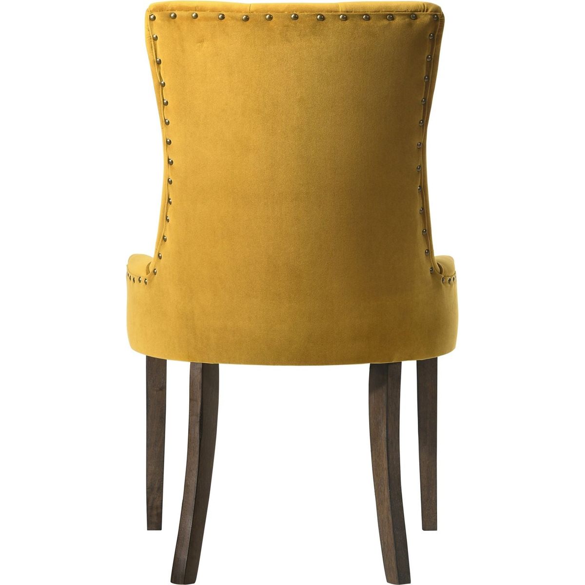 Farren Side Chair, Yellow Velvet & Espresso Finish