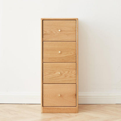 Solid Oak Bedside Table Storage Cabinet for Living Room - Free-Standing Corner Cabinets Storage Table-Four Drawers
