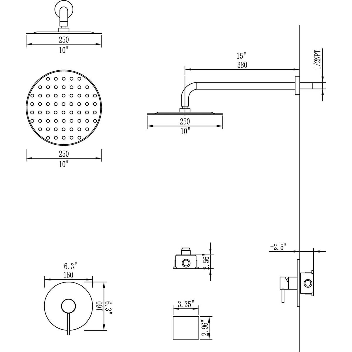 Complete Shower System With Rough-In Valve