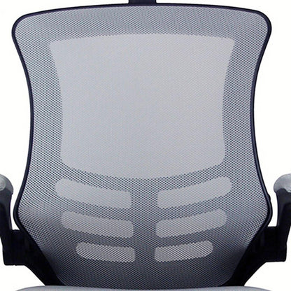 Modern High-Back Mesh Executive Office Chair with Headrest and Flip-Up Arms, Silver Grey