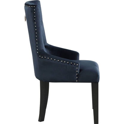 Varian II Side Chair (1 Pc) in Black Velvet & BLACK & Sliver FINISH