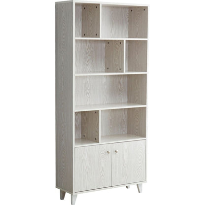 68" Bookcase with 2 Doors, Bookshelf, White