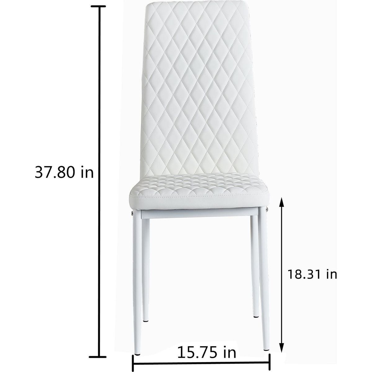 White modern minimalist dining chair fireproof leather sprayed metal pipe diamond grid pattern restaurant home conference chair set of 6