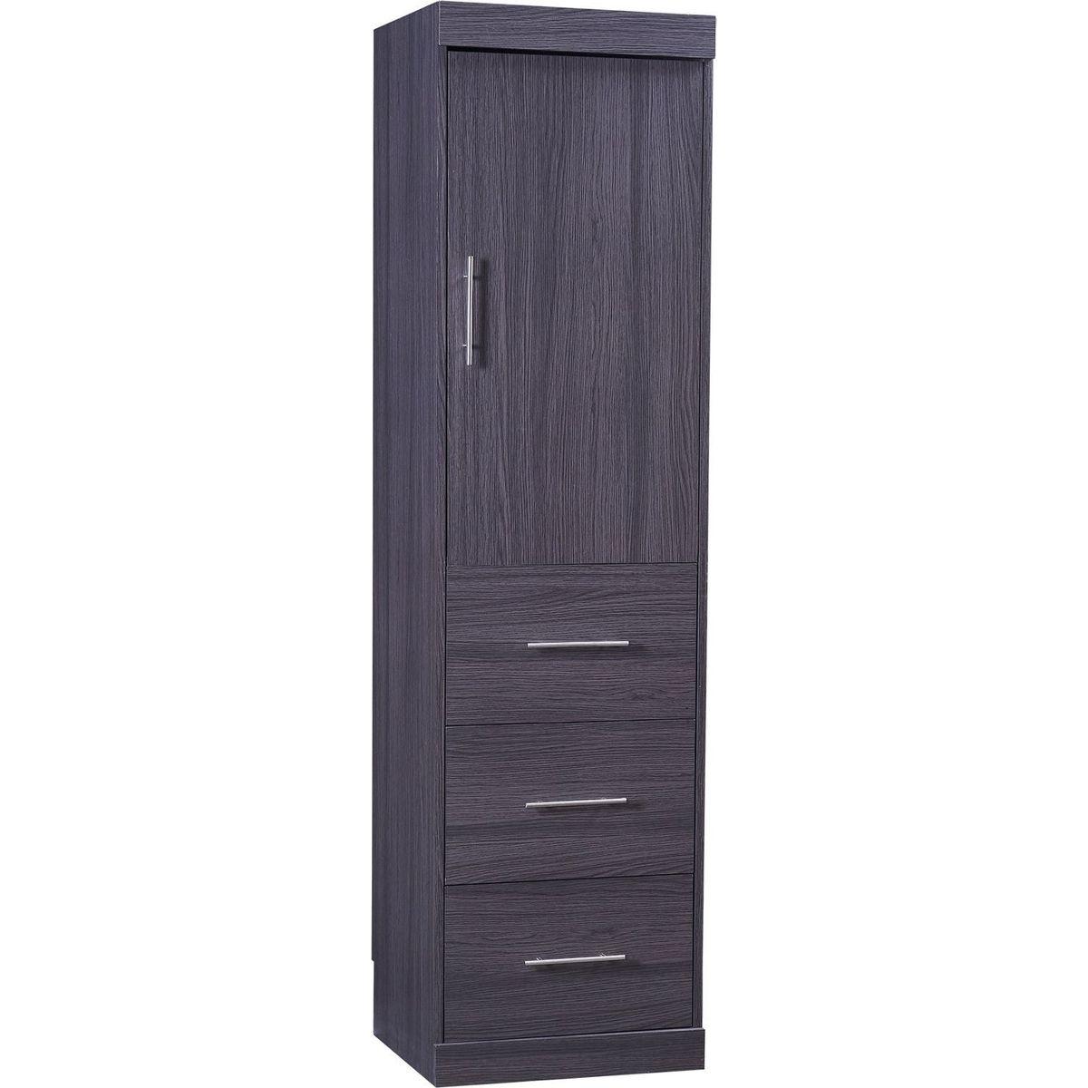 Full Size Murphy Bed with Wardrobe and Drawers, Storage Bed, can be Folded into a Cabinet, Gray