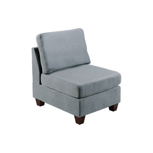 Living Room Furniture Armless Chair Grey Linen Like Fabric 1pc Cushion Armless Chair Wooden Legs