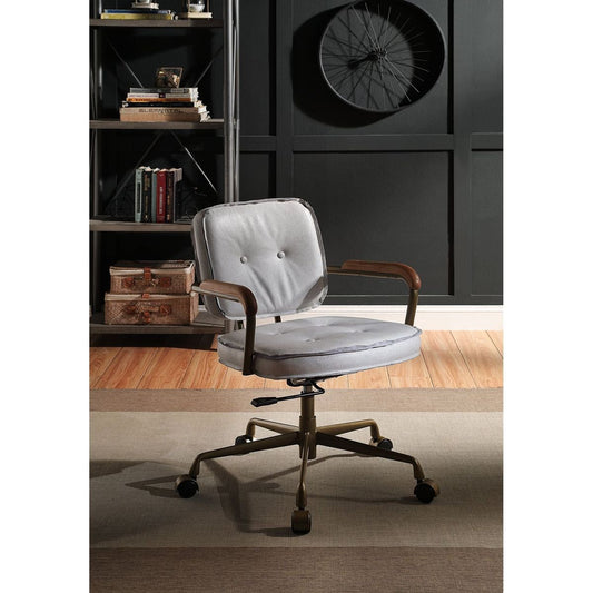 Siecross Office Chair in Vintage White Top Grain Leather