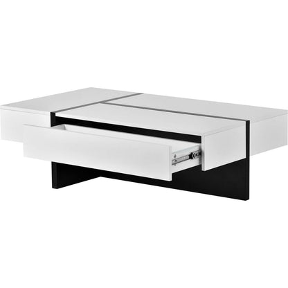 Contemporary Rectangle Design Living Room Furniture, Modern High Gloss Surface Cocktail Table, Center Table for Sofa or Upholstered Chairs5.2x25.5x13.7in