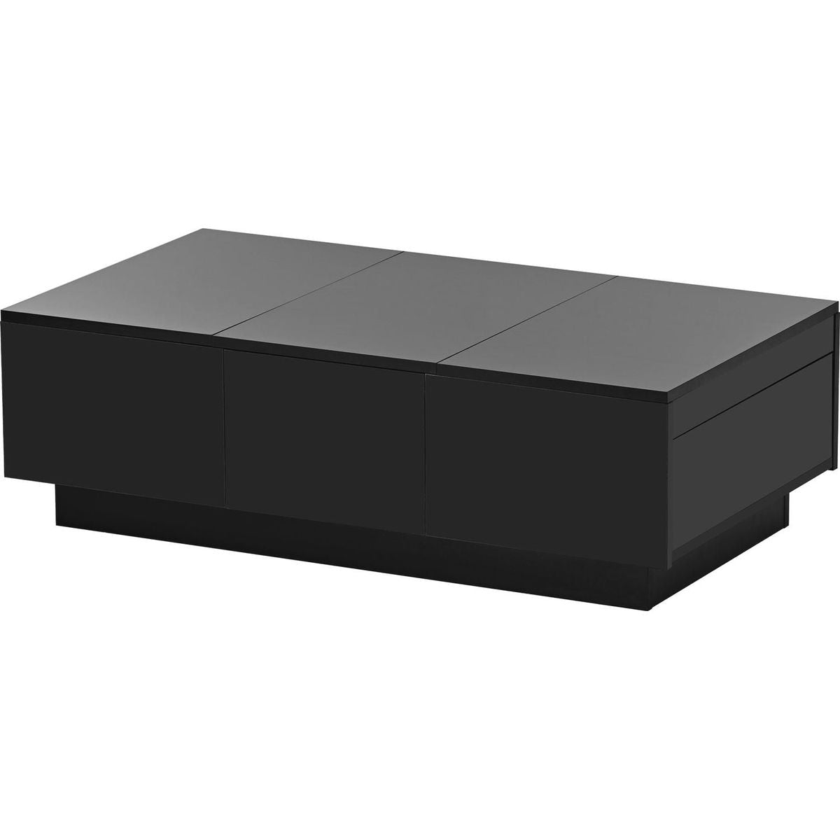 Multifunctional Coffee Table with 2 large Hidden Storage Compartment, Extendable Cocktail Table with 2 Drawers, High-gloss Center Table with Sliding Top for Living Room, 39.3"x21.6", Black