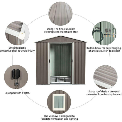 6ft x 5ft Outdoor Metal Storage Shed gray With window