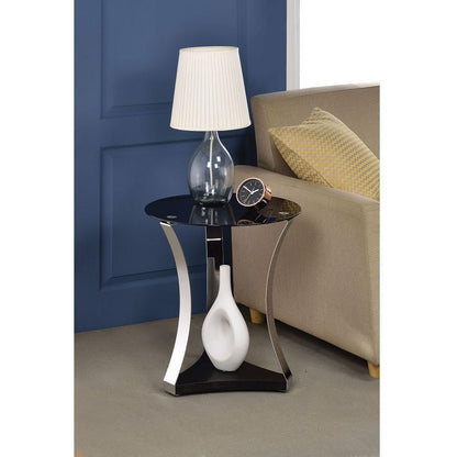 Geiger End Table in Chrome & Black Glass 81917