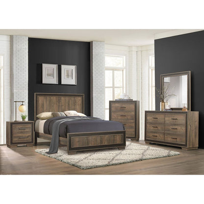 Rustic Style 1pc Nightstand Two-Tone Finish Embossed Faux-Wood Bed Side Table Bedroom Furniture