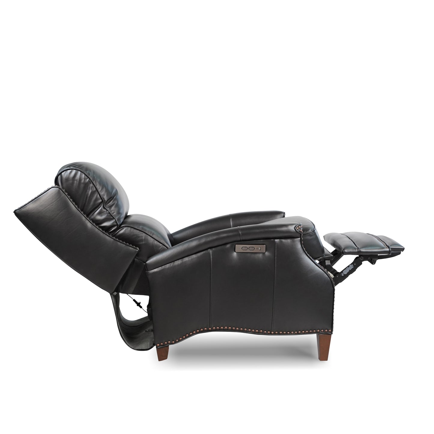 Hekkin II Genuine Top Grain Leather Power Recliner | Adjustable Headrest | Removeable Cushion | Nailhead Trim | Extendable Footboard