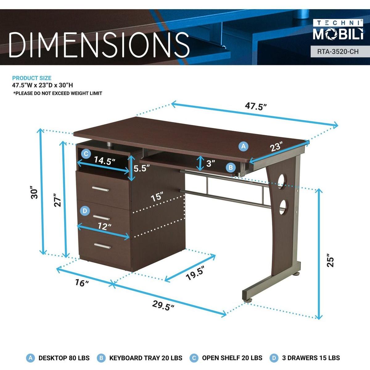 Computer Desk with Ample Storage, Chocolate