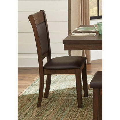 Classic Light Rustic Brown Finish Wooden Side Chairs 2pc Set Upholstered Seat Back Casual Dining Room Furniture