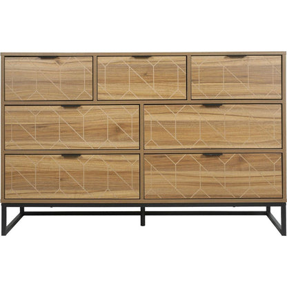 Modern 7 Drawer Dresser Wood Cabinet (Walnut)