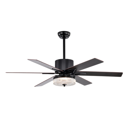 52 Inch Indoor Modern LED Ceiling Fan with Light and Remote Control, Reversible 5 Blades, Reversible Motor - (Matte Black)