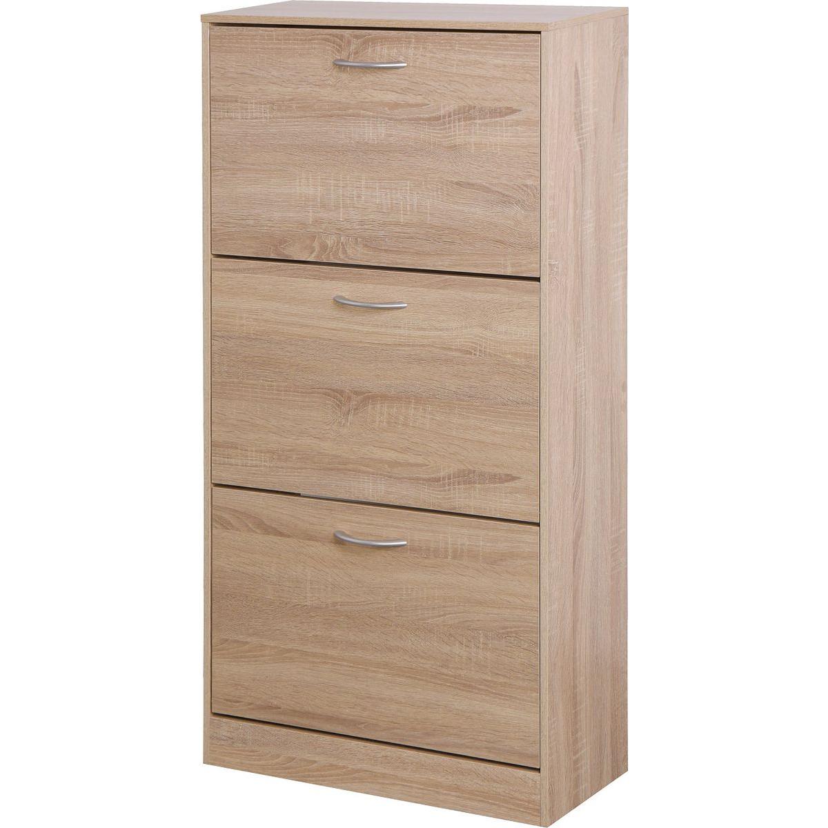 3-Drawer Shoe Storage Cabinet, 3-Tier Wood Shoe Rack Storage Organizer for Entryway