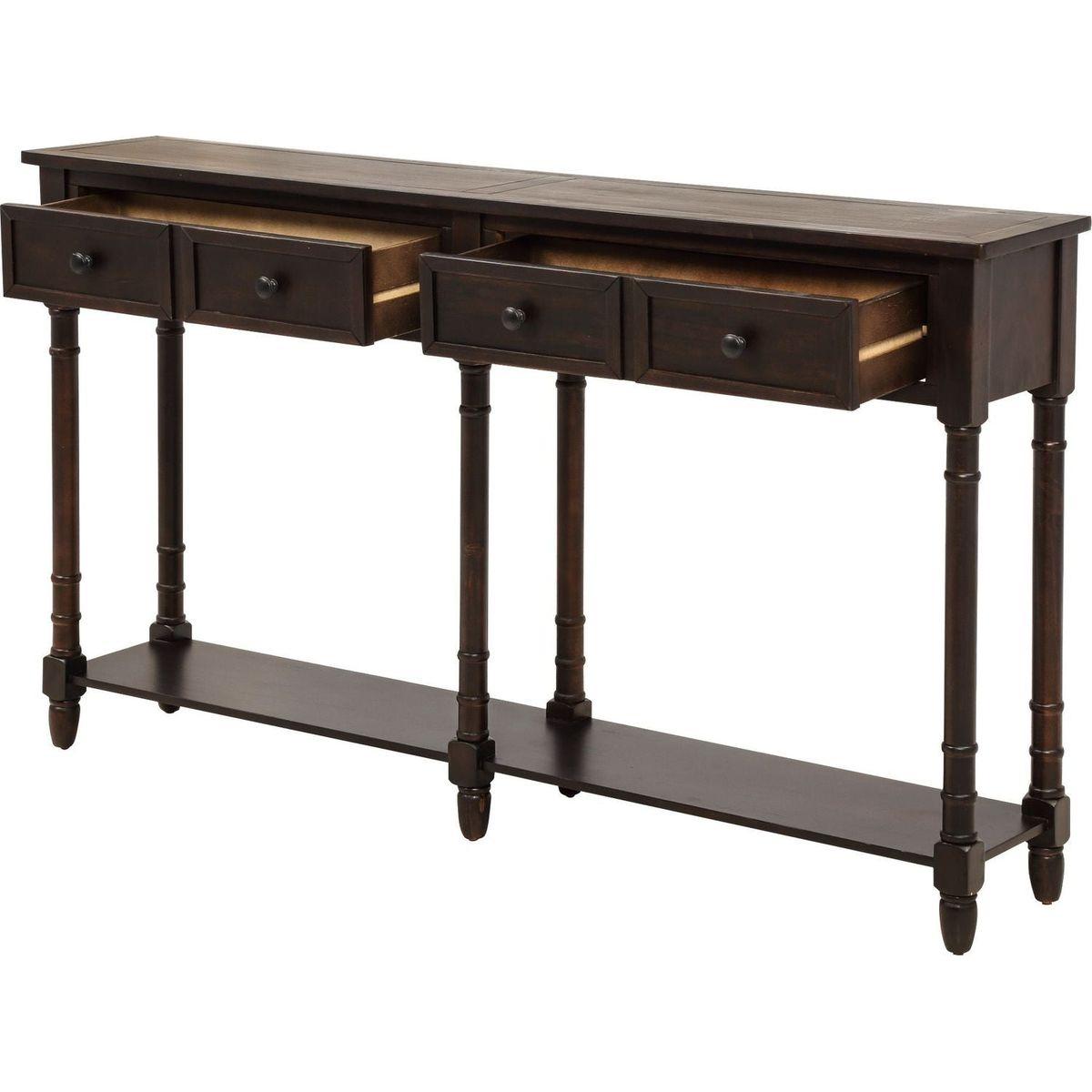 Console Table Sofa Table Easy Assembly with Two Storage Drawers and Bottom Shelf for Living Room, Entryway (Espresso)