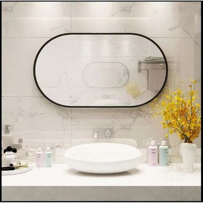 Wall Mounted Mirror, 36" x18" Fan& Pre-Set Hooks for Vertical & Horizontal Hang, Ideal for Bedroom, Bathroom