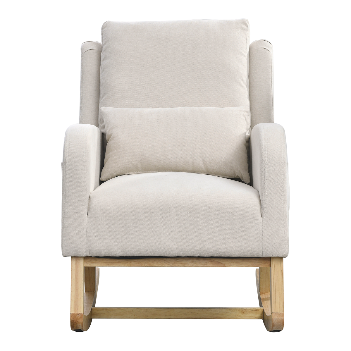 27.5" W Modern Accent High Back Living Room Casual Armchair Rocker with One Lumbar Pillow, Two Side Pockets.