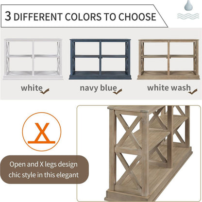 Console Table with 3-Tier Open Storage Spaces and " X"