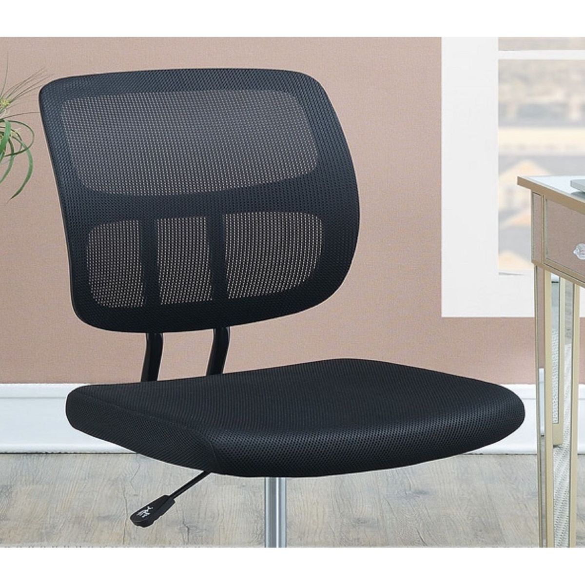 Elegant Design 1pc Office Chair Black Mesh Desk Chairs wheels Breathable Material Seats