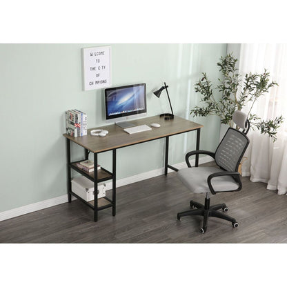 55-inch oversized light gray wood grain, best-selling home office computer desk, study writing desk with two-layer bookshelf