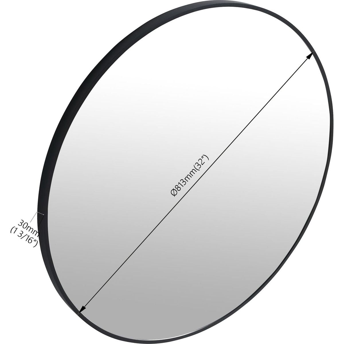 32 x 32 Inch Bathroom Mirror Black Aluminum Frame