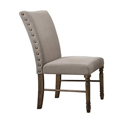 Leventis Side Chair (Set-2) in Cream Linen & Weathered Oak