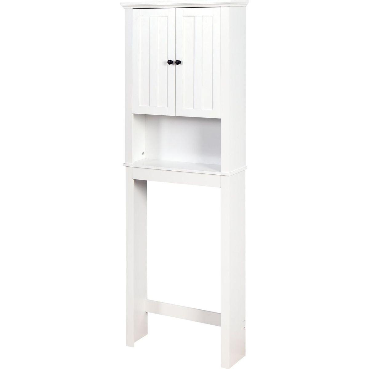 Bathroom Wooden Storage Cabinet Over-The-Toilet Space Saver with a Adjustable Shelf 23.62x7.72x67.32 inch