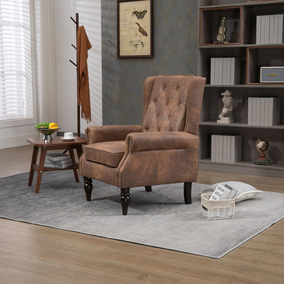 Wood Frame Armchair, Modern Accent Chair Lounge Chair for Living Room