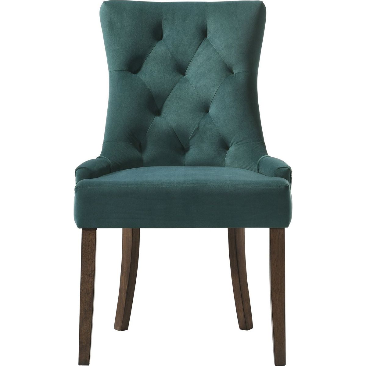 Farren Side Chair, Green Velvet & Espresso Finish