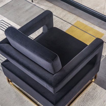 Modern Velvet Accent Chair, Elegant Armchair with Stainless Steel Base