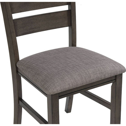 Contemporary Dining Chairs Set of 2 Gray Finish Solid Wood Fabric Cushion Side Chairs Kitchen Dining Room Furniture