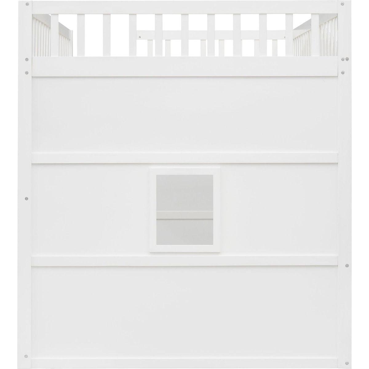 Full Size House Loft Bed With Ladder-White