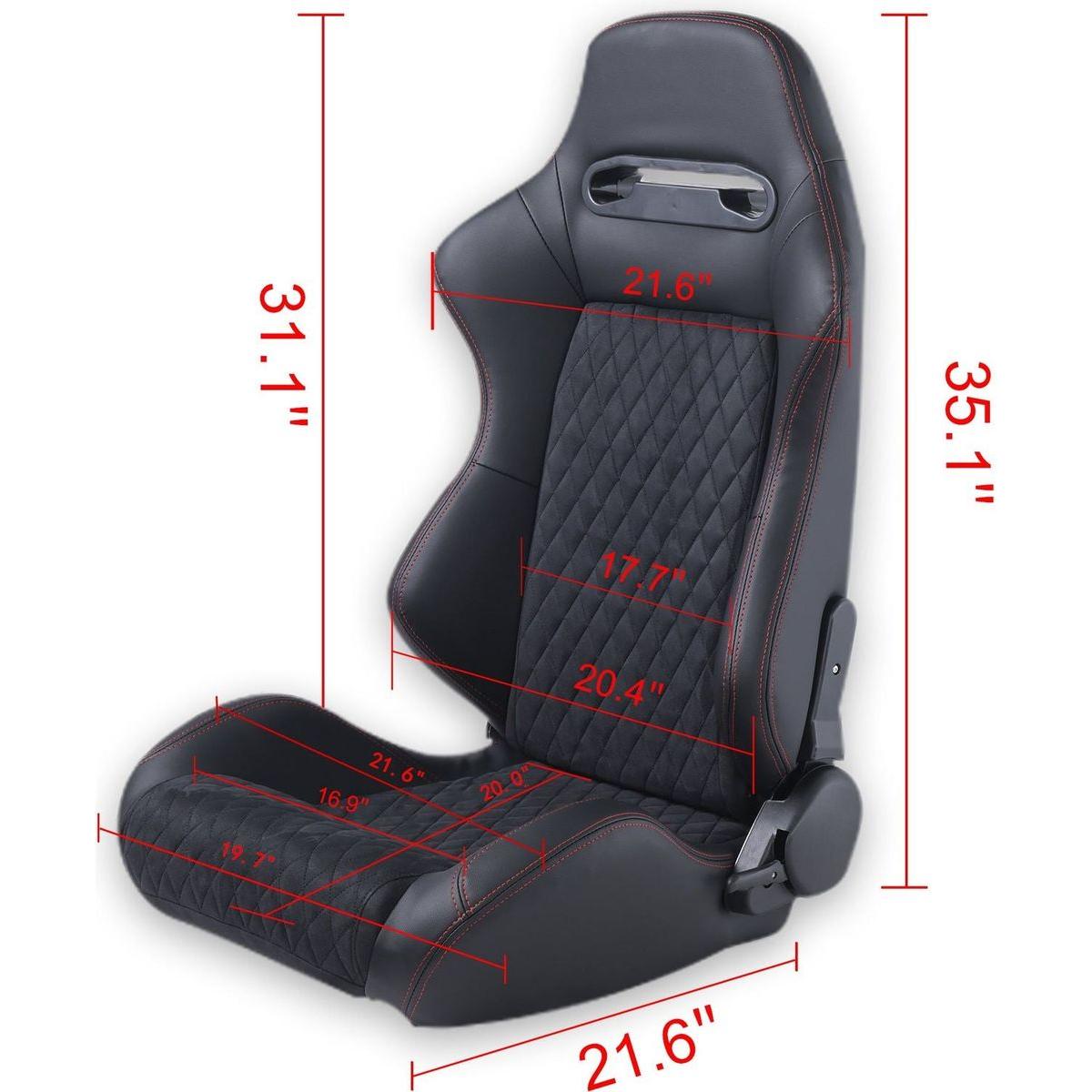 RACING SEAT HIGH QUALITY PVC WITH SUADE MATERIAL DOUBLE SLIDER 2PCS